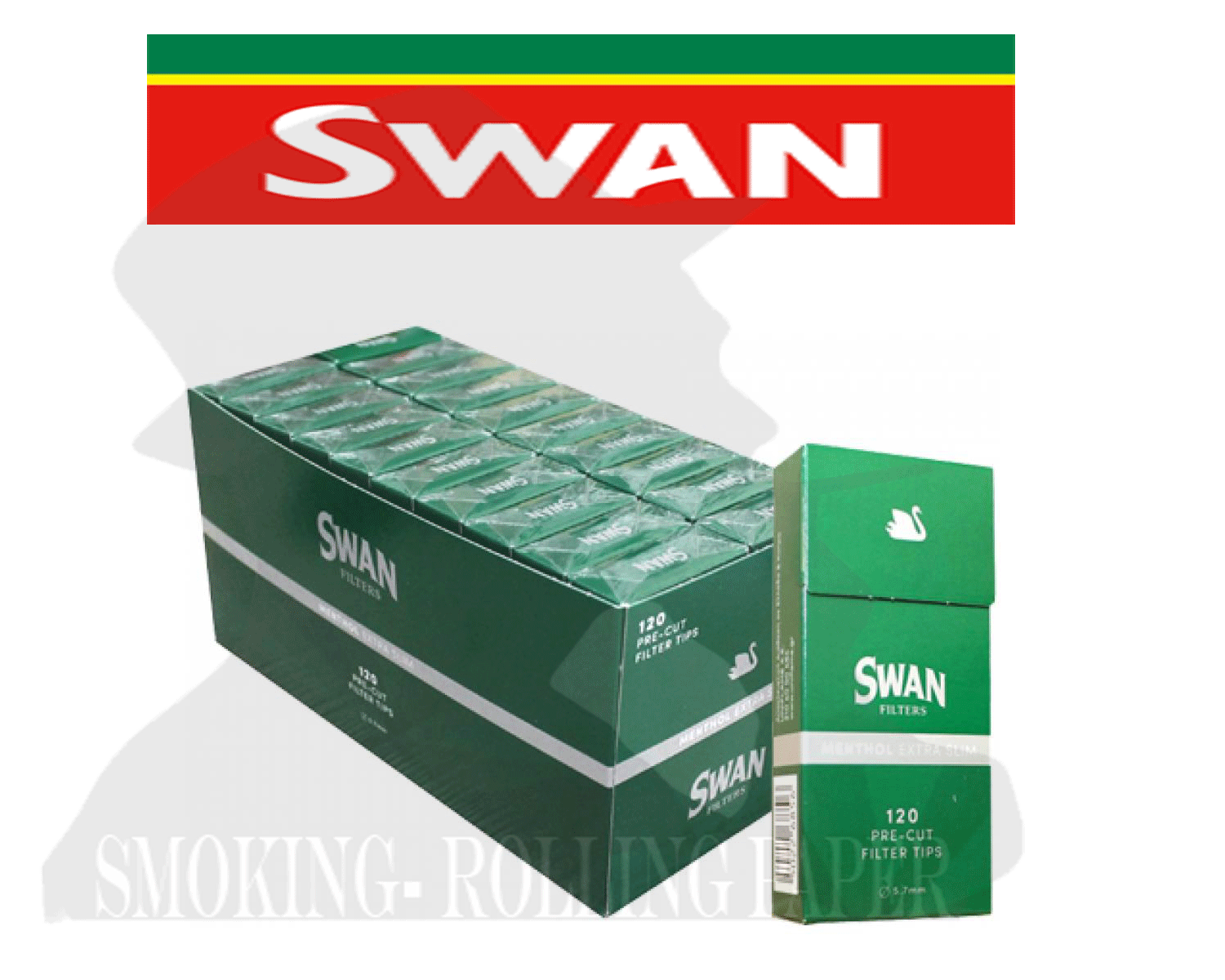 Filtri Swan Extra Slim 5,7mm Mentolo In Cannuccia Scatoline Da 120 Fil