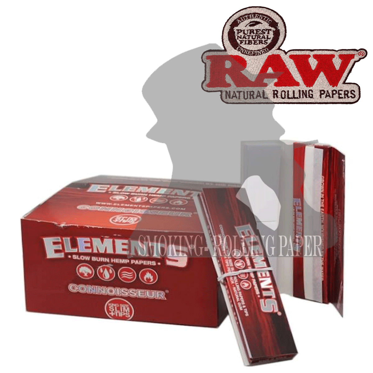 Elements Connoisseur Red KS Lunghe King Size Slim In Carta Di Riso