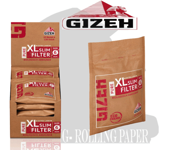 Filtri Gizeh Pure 6mm XL Lunghi In Busta 10 Bustine Da 120 Filtrini
