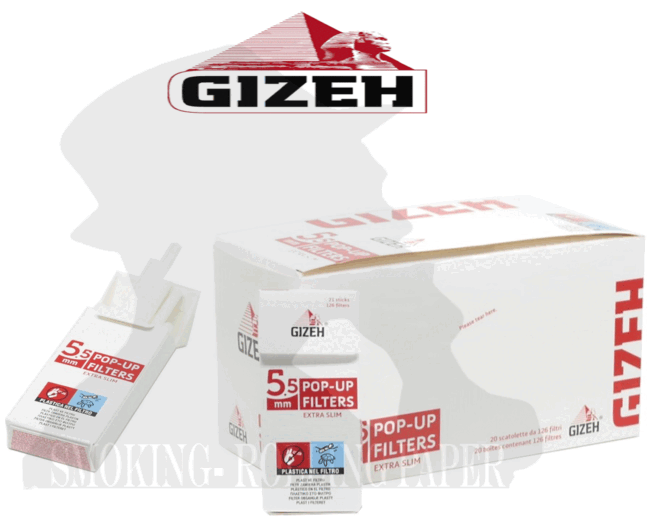 Filtri Gizeh Extra Slim 5,5mm Pop Up 20 Astucci Da126 Filtrini