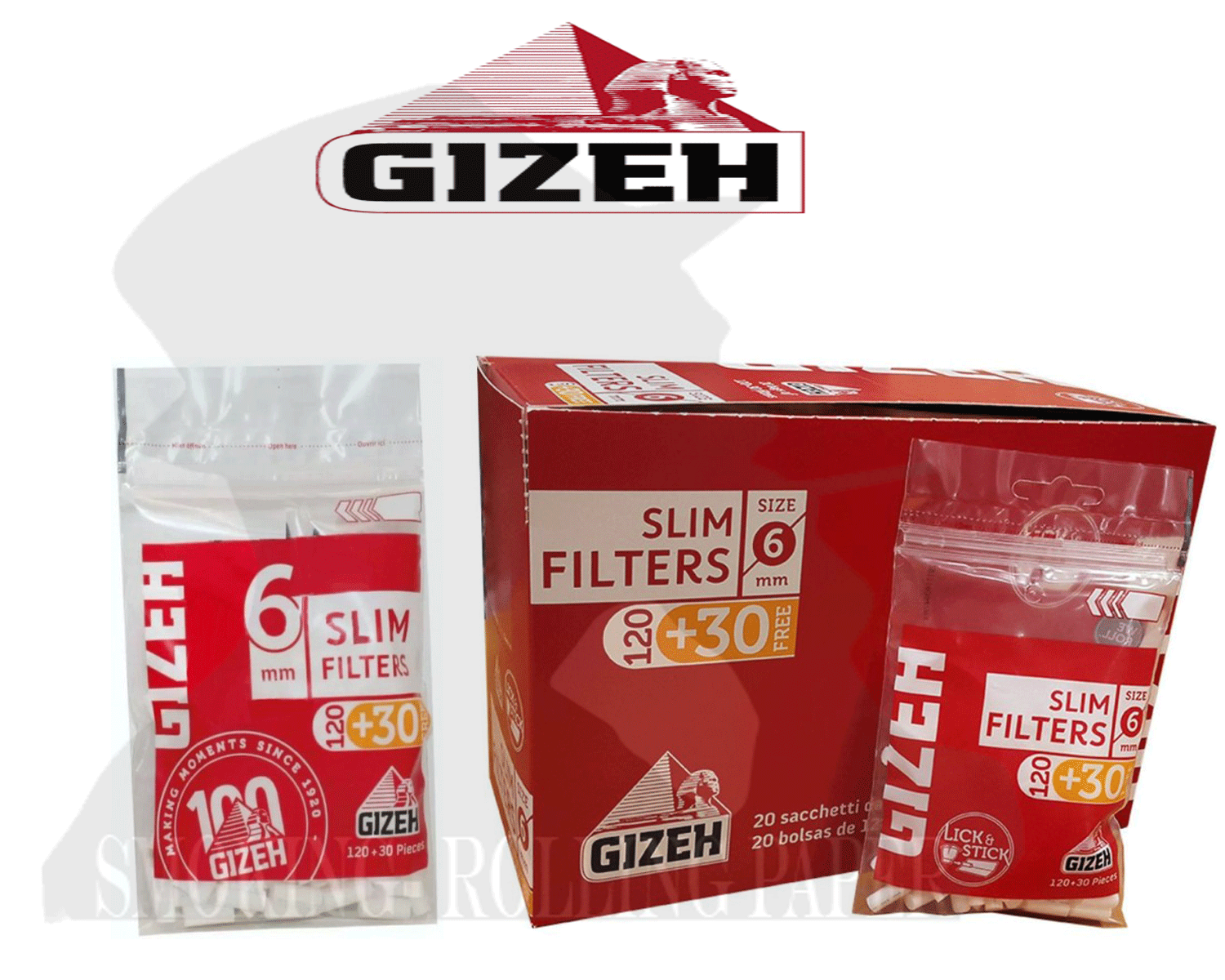 Filtri Gizeh Extra Slim 5,5mm Pop Up 20 Astucci Da126 Filtrini