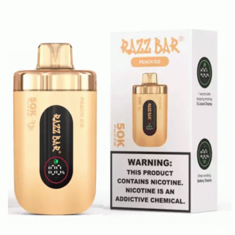 Razz Bar Vape 50000 Puffs – Pesca Ghiacciata, sigaretta elettronica usa e getta ricaricabile USB-C con aroma fruttato fresco