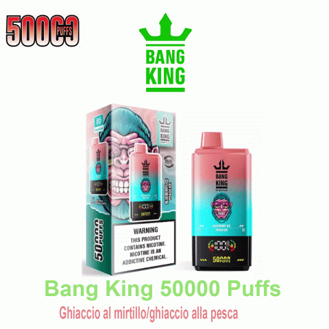 Vape Bang King 50000 Tiri Sigaretta Elettronica Doppio aroma -Ghiaccio al mirtillo/ghiaccio alla pesca