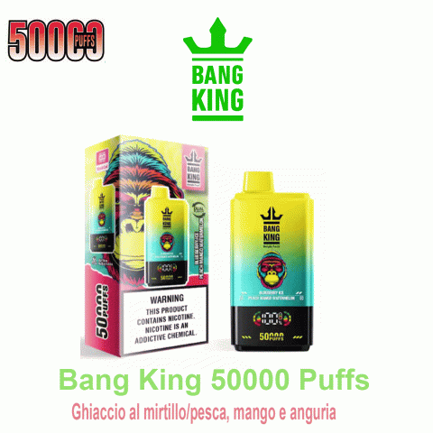 Vape Bang King 50000 Tiri Sigaretta Elettronica Doppio aroma -Ghiaccio al mirtillo/pesca, mango e anguria