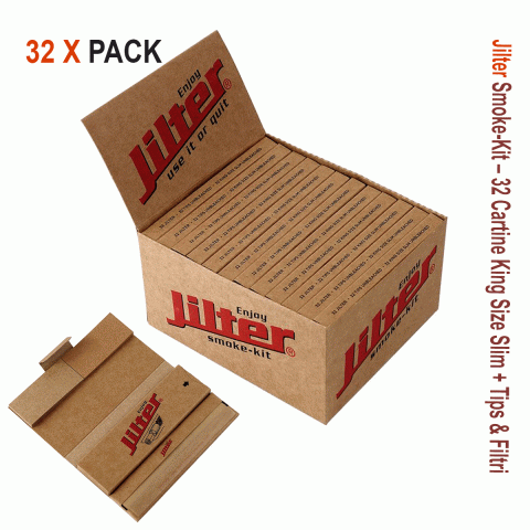 Jilter Smoke-Kit – 32 cartine King Size Slim con tips e filtri per rollare